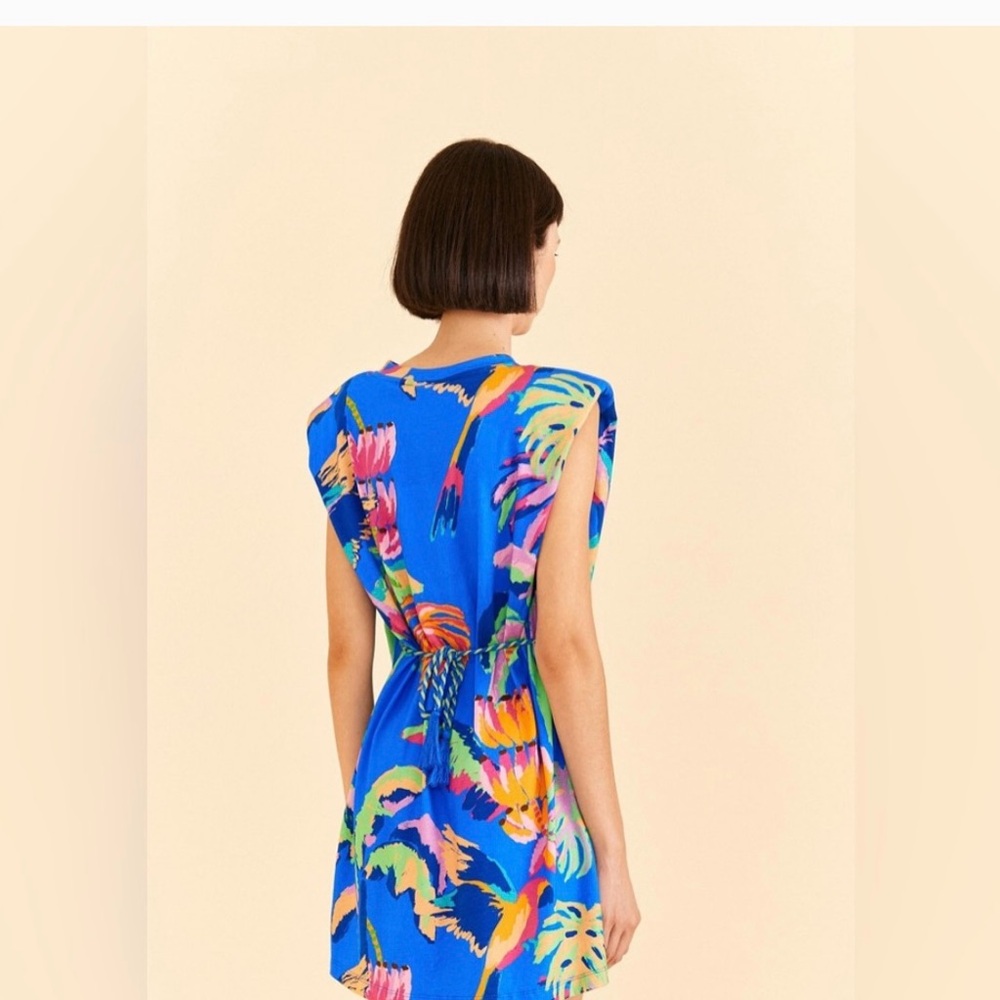 Farm Rio Blue Painted Jungle Tshirt dress
